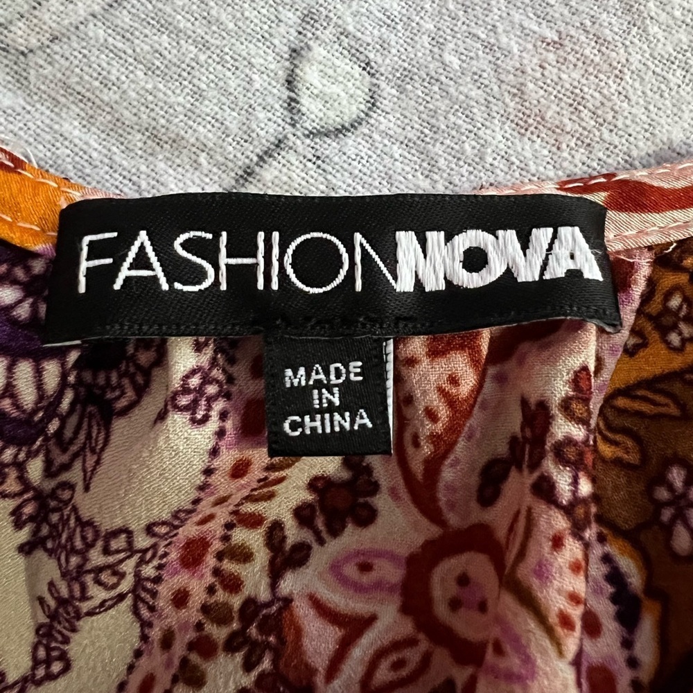 Fashion Nova Always On Vacation Romper - Purple/combo Silk Soft Size XL - Picture 8 of 12